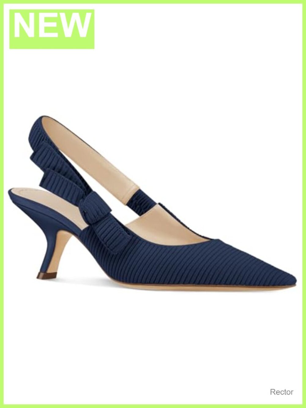 Women's Slingback Kitten Heels Closed Toe Bowknot Knitted Slip On Work Pumps
